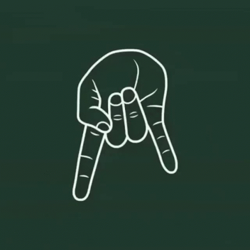 A Drawing Of A Hand Making A Devil Horns Sign GIF