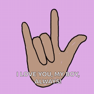 A Drawing Of A Hand With The Words " I Love You My Boy Always " Below It GIF