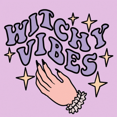 A Drawing Of A Hand With The Words Witchy Vibes GIF