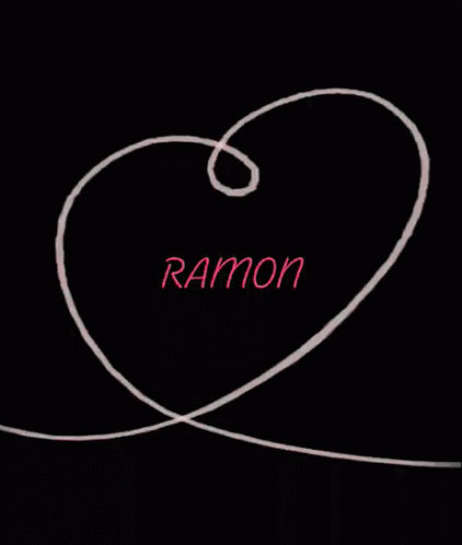 A Drawing Of A Heart With The Name Ramon Written On It GIF