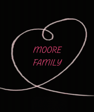 A Drawing Of A Heart With The Words Moore Family Written On It GIF