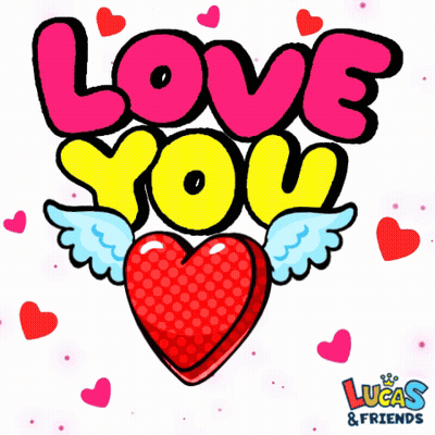 A Drawing Of A Heart With Wings And The Words " Love You " GIF