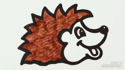 A Drawing Of A Hedgehog With Its Tongue Out Made In Animatica GIF