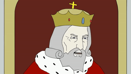 A Drawing Of A King With A Beard And A Crown GIF
