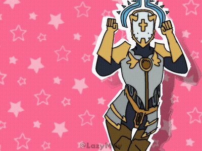 A Drawing Of A Knight With A Cross On His Head And The Name Lazy Mav On The Bottom Right GIF