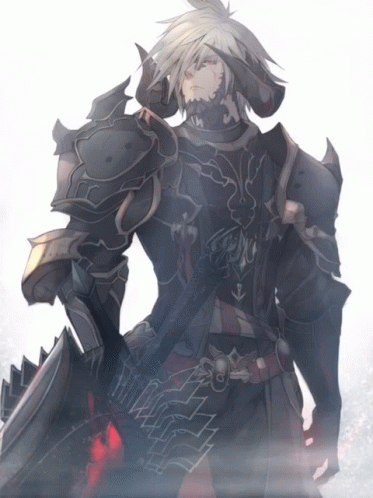 A Drawing Of A Knight With Horns And Armor GIF