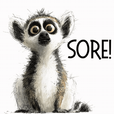 A Drawing Of A Lemur With The Words Sore Written Below It GIF