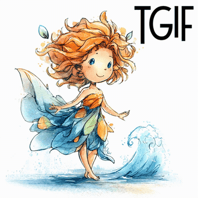 A Drawing Of A Little Girl With The Word Tgif Below It GIF