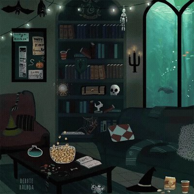 A Drawing Of A Living Room With A Sign That Says " Party " On It GIF