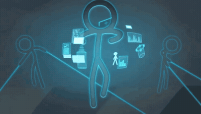 A Drawing Of A Machine With A Blue Light Behind It GIF