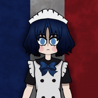 A Drawing Of A Maid With A Lightning Bolt Coming From Her Head GIF