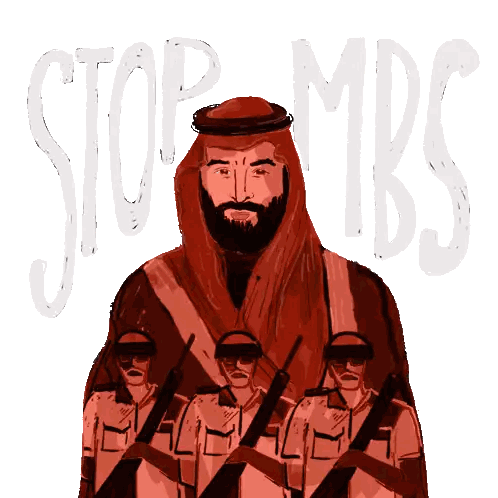 A Drawing Of A Man And Soldiers With The Words Stop Mbs Behind Him Sticker
