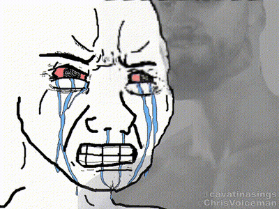 A Drawing Of A Man Crying With Tears Coming Down His Face GIF