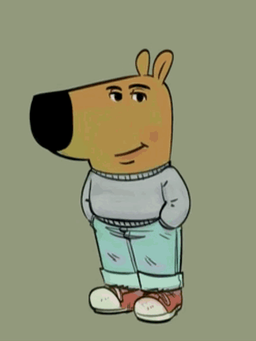 A Drawing Of A Man Holding A Cartoon Character With Esquire Written On The Bottom GIF