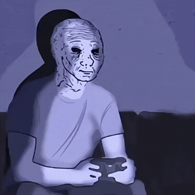 A Drawing Of A Man Holding A Game Controller GIF