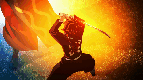 A Drawing Of A Man Holding A Sword With The Number 3 On His Back GIF