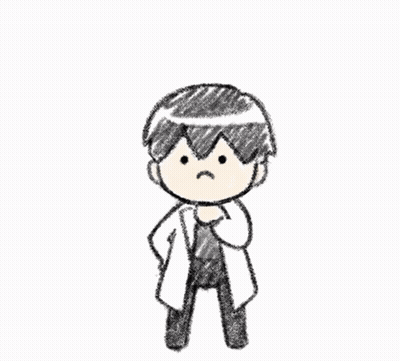 A Drawing Of A Man In A Lab Coat With A Light Bulb Over His Head . GIF