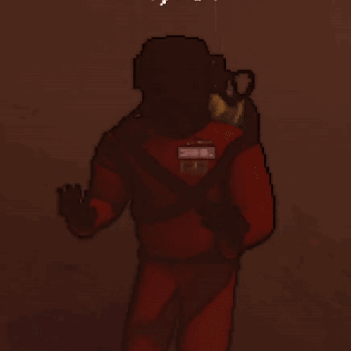 A Drawing Of A Man In A Red Suit With A Badge That Says ' I ' On It GIF