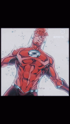 A Drawing Of A Man In A Red Superhero Costume With The Letter S On His Chest GIF