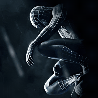 A Drawing Of A Man In A Spiderman Costume In The Dark GIF