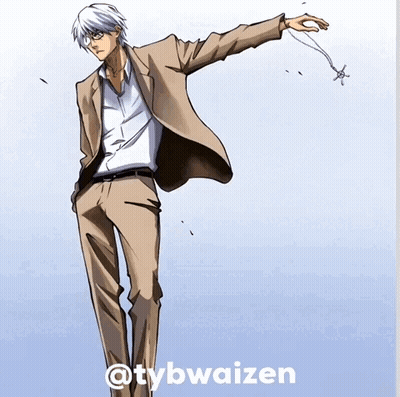 A Drawing Of A Man In A Suit Has The Hashtag @Tybwaizen On The Bottom GIF