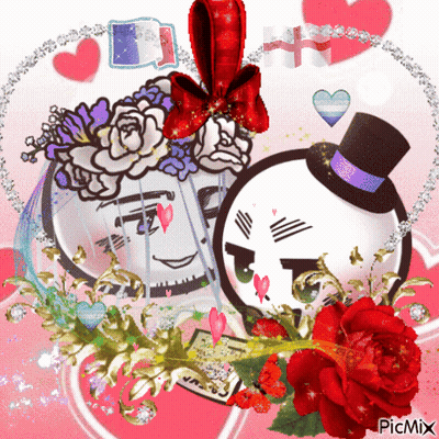 A Drawing Of A Man In A Top Hat Surrounded By Flowers And Hearts With The Watermark Picmix GIF