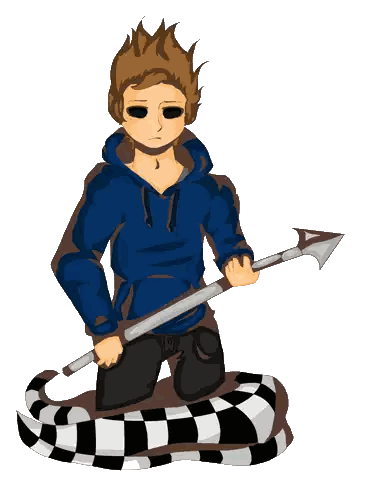 A Drawing Of A Man Kneeling Down With A Spear In His Hand Sticker