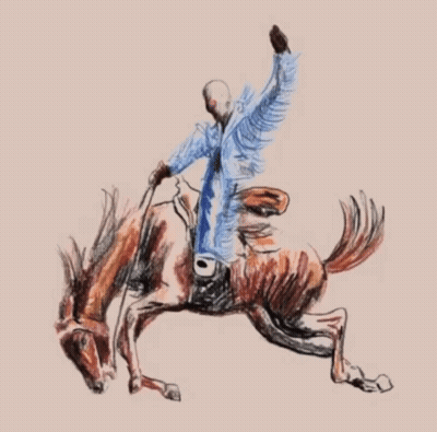 A Drawing Of A Man Riding A Horse With The Number 10 On The Back GIF