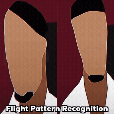 A Drawing Of A Man 'S Face And The Words Flight Pattern Recognition Below It GIF
