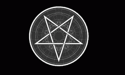 A Drawing Of A Man 'S Face In A Pentagram With The Word Panky On It GIF