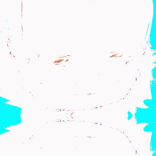 A Drawing Of A Man 'S Face With A Blue Background And A Purple Hair GIF