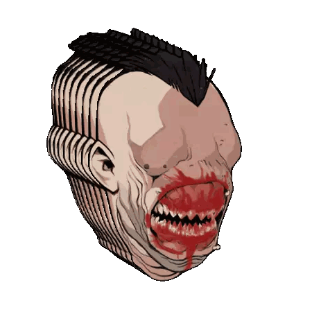 A Drawing Of A Man 'S Face With Blood On His Mouth Sticker