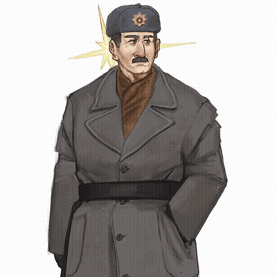 A Drawing Of A Man Wearing A Coat And Hat GIF
