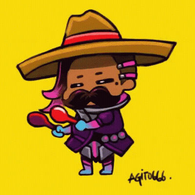 A Drawing Of A Man Wearing A Sombrero And Holding A Spoon GIF