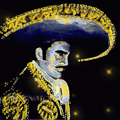 A Drawing Of A Man Wearing A Sombrero With The Word Rvato On The Bottom Left GIF