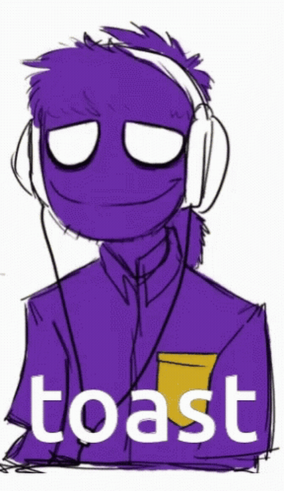 A Drawing Of A Man Wearing Headphones And The Word Toast GIF