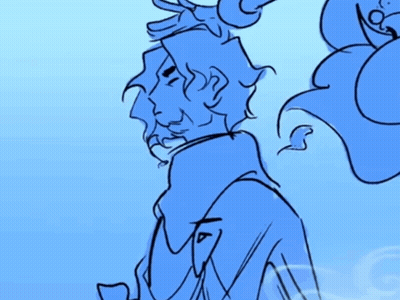 A Drawing Of A Man With A Beard In A Blue Coat GIF