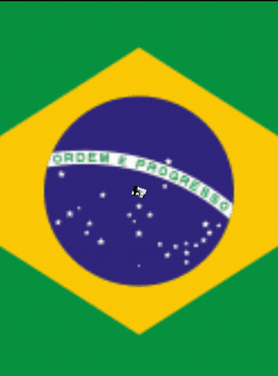 A Drawing Of A Man With A Beard Is On Top Of A Brazilian Flag GIF