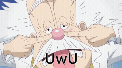 A Drawing Of A Man With A Beard Making A Funny Face With The Word Uwu On The Bottom Right GIF