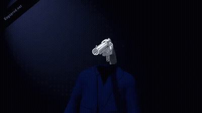 A Drawing Of A Man With A Gun In Front Of His Head With The Website Dagepro.net At The Bottom GIF