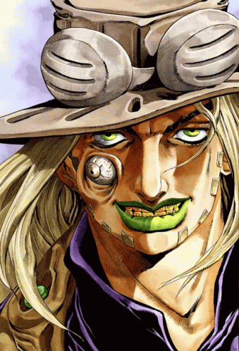 A Drawing Of A Man With A Hat And Goggles On His Head GIF