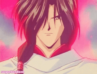 A Drawing Of A Man With A Ponytail And The Words Sugarbundust On The Bottom Right GIF