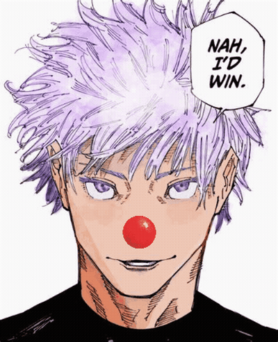 A Drawing Of A Man With A Red Nose And The Words Nah I 'D Win Behind Him GIF