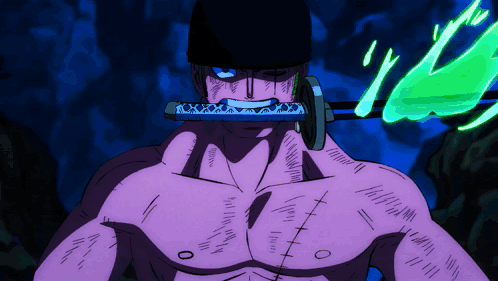 A Drawing Of A Man With A Sword In His Mouth With Stitches On His Chest GIF