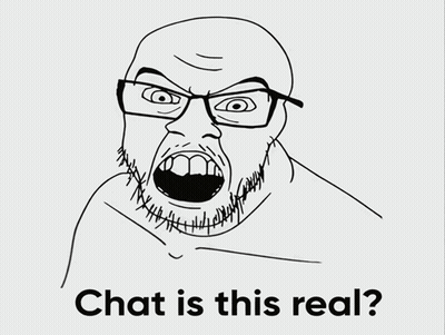 A Drawing Of A Man With Glasses And The Words Chat Is This Real On The Bottom GIF