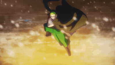 a drawing of a man with green pants and a black cape