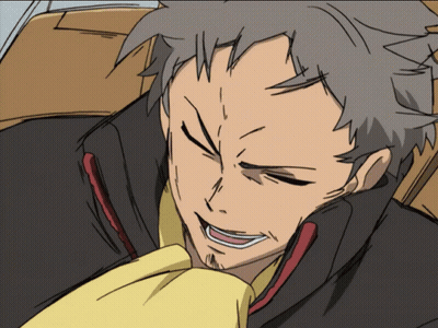 A Drawing Of A Man With Grey Hair And A Yellow Shirt GIF