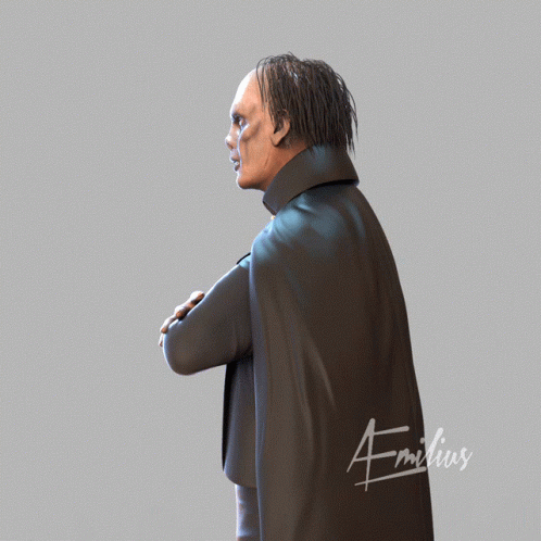 A Drawing Of A Man With His Arms Crossed Has The Name Emilius On The Bottom Right GIF
