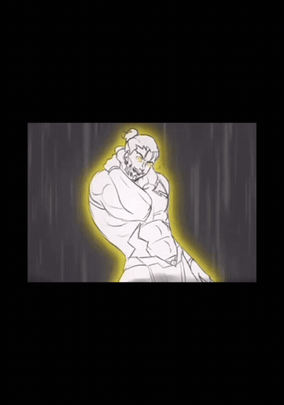 A Drawing Of A Man With His Arms Outstretched And A Yellow Light Behind Him . GIF