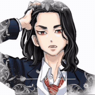 A Drawing Of A Man With Long Hair And Red Eyes GIF